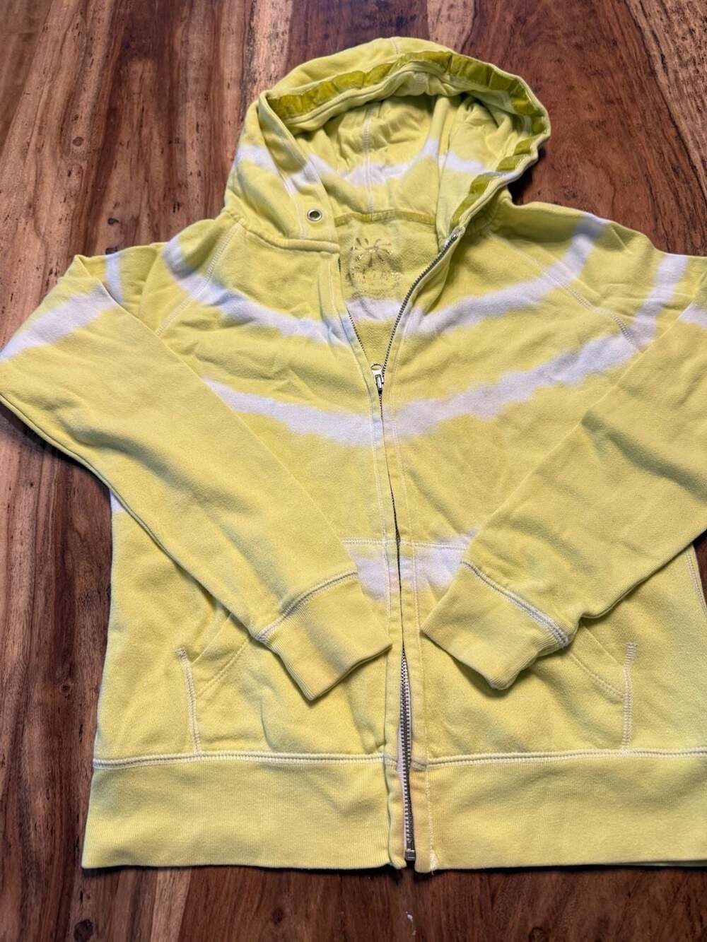 dELiA*s Vintage Y2K Yellow Tie Dye Zip Up Hoodie Size M